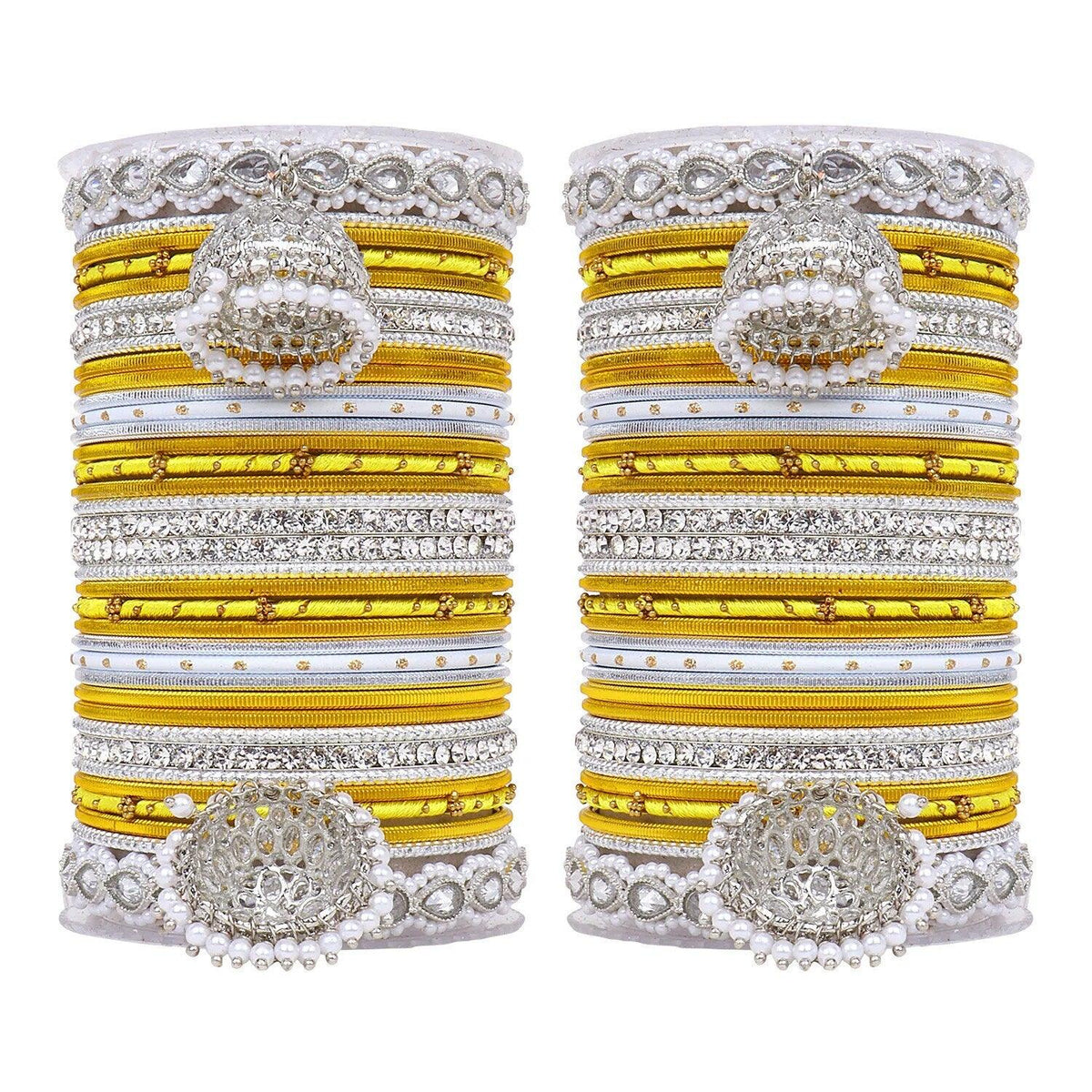 Pastel Bridal Bangle Set with Silver Kundan Jhumki, Indian wedding Tassel Bangles Set Woman Jewelry Bangle Set