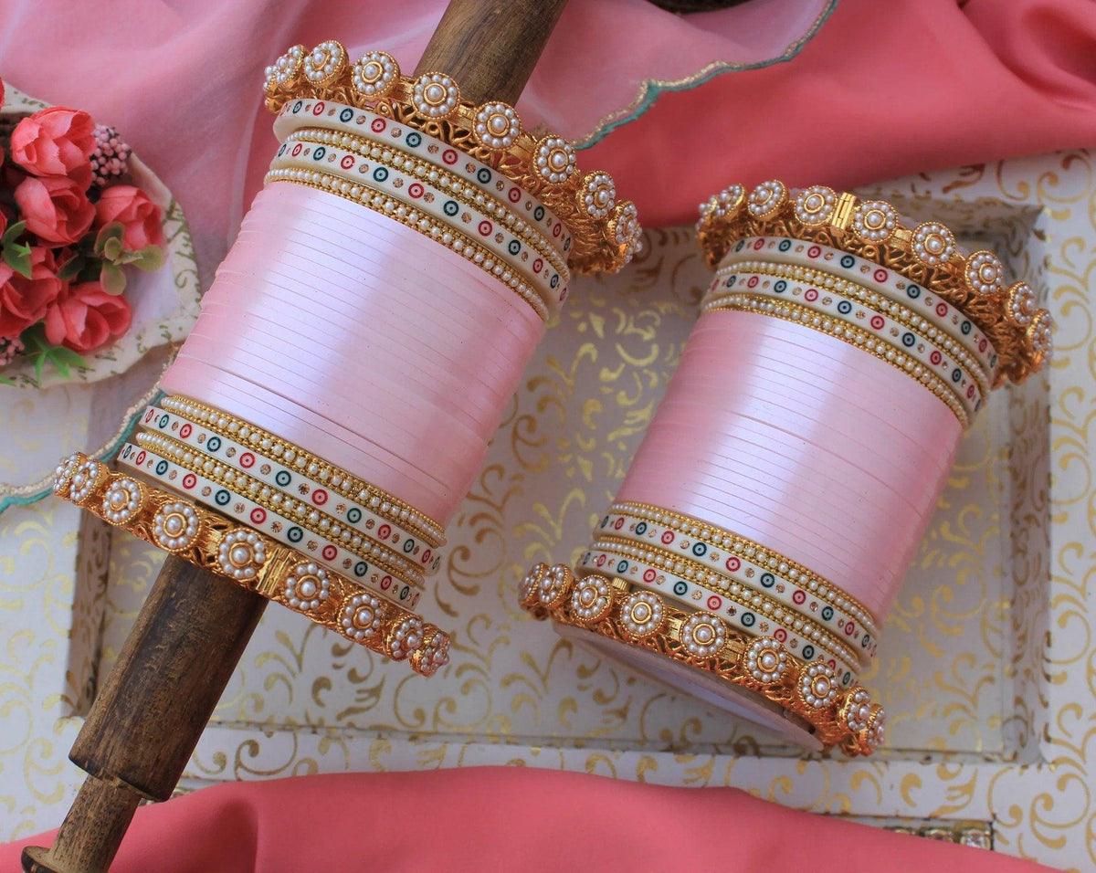 Bridal Chura with Pacheli Rajwadi Kada, Punjabi Chuda Wedding Bangles, Punjabi Choora, Pakistani Choora, Punjabi Chooda