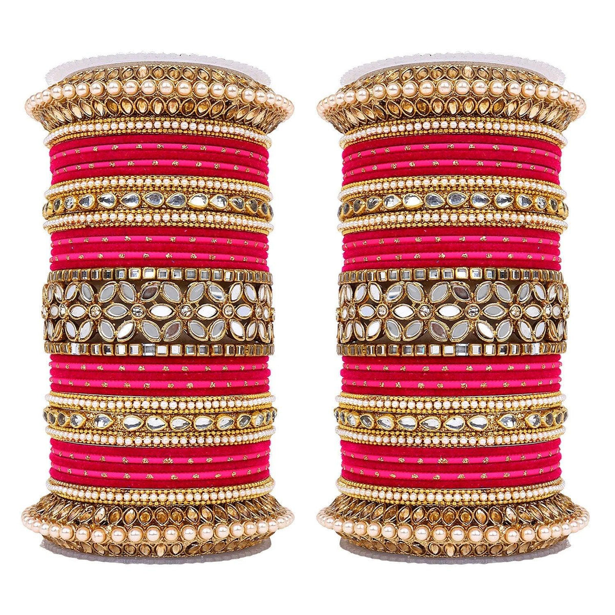 Traditional Punjabi Bridal Red Bangle set with flower mirror kada and pacheli Bangles, Indian Designer Wedding Chura Churi
