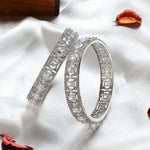 CZ/AD American Diamond Studded Silver Plated Traditional Round Solitaire Bangles Set / Indian jewelry / Indian Bangles / Wedding Bangles