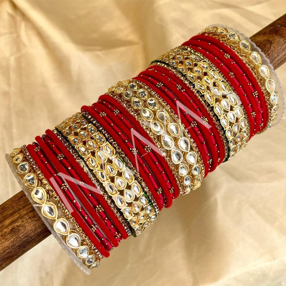 Silk Thread Kundan Kada Stones Bangle Set, Kundan stone silk thread bangles, Silk thread bangles set, Handcrafted silk thread bangles set