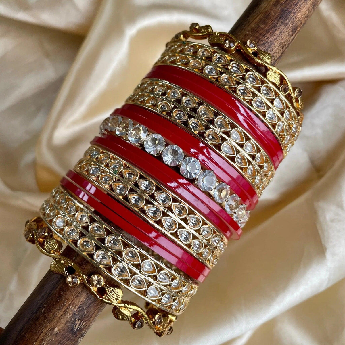 Punjabi Bridal Chuda, Kundan Bridal Chura CZ AD Stone Kada Bridal Chura Set, Wedding Bangles, Punjabi Choora, Traditional Wedding Chooda Set