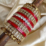 Punjabi Bridal Chuda, Kundan Bridal Chura CZ AD Stone Kada Bridal Chura Set, Wedding Bangles, Punjabi Choora, Traditional Wedding Chooda Set