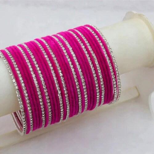 Indian Bangles with Velvet Diamond finish, Indian Bangles, Wedding jewelry, CZ bangles, colorful bangles set 32 bangles, bollywood jewelry