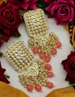 Kundan pearl earring set, gold plated fashion earring, kundan earrings, pearl cluster earrings, bridal earrings, kundan studs