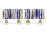 Blue & White Ethnic Alloy Pearl Bangles Set, Bridal | Wedding Bangles| Colorful | Beautiful | Fashion Bangles | Special Occasions | Eid