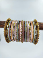 Dusty Pink & Multishade Bridal Bangles Set, Wedding Bangles, Colorful Beautiful Fashion Bangles, Special Festive Occasions, Eid