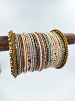 Dusty Pink & Multishade Bridal Bangles Set, Wedding Bangles, Colorful Beautiful Fashion Bangles, Special Festive Occasions, Eid