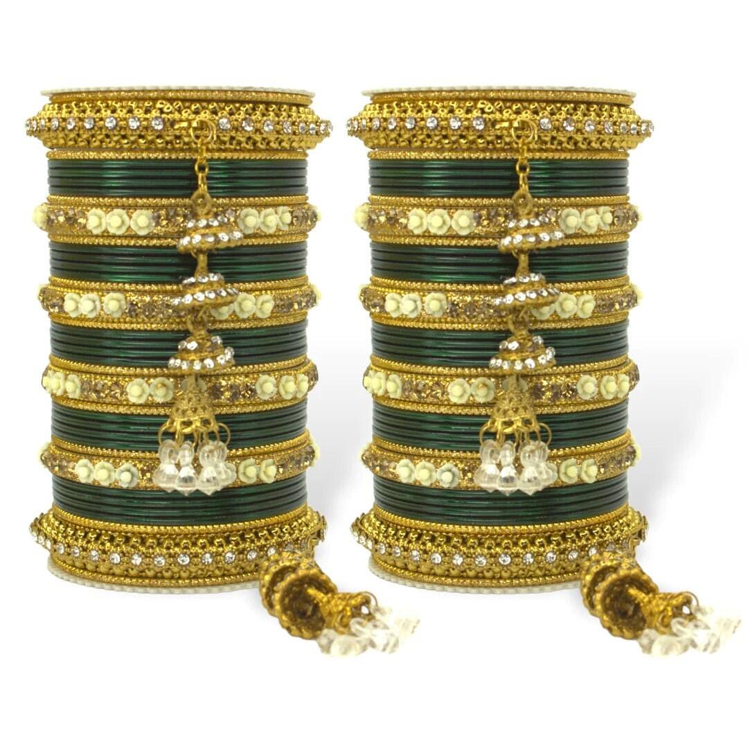 Antique Jhumki Latkan Bangle Set, Indian Bollywood Bangles Jewellery Latkan Jhumka Bracelet Wedding Party Wear Traditional Bangles Set of 2