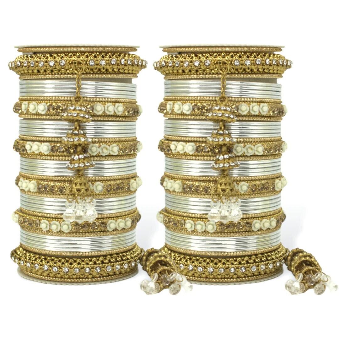 Antique Jhumki Latkan Bangle Set, Indian Bollywood Bangles Jewellery Latkan Jhumka Bracelet Wedding Party Wear Traditional Bangles Set of 2