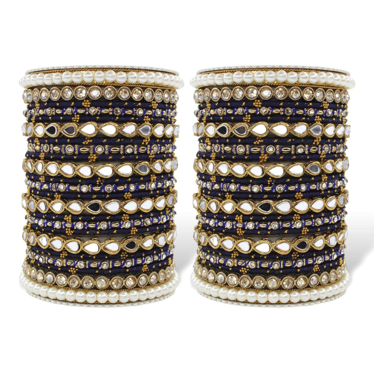 Stone pearl drop mirror bangle wedding Indian asian churiyan bangle set, Mirror kada bangle set, Wedding jewelry, pearl bangles