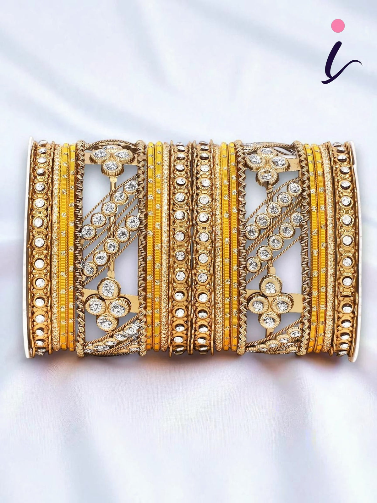 Golden Dotted & Stone Bangle Set for Women | Traditional Indian Party Wear Bangles | Wedding & Festive Jewellery