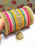 Multi Jhumki Style Bridal Bangle Set for Both Hands | Traditional Indian Wedding Bangles for Women | Ethnic Bridal Jewellery