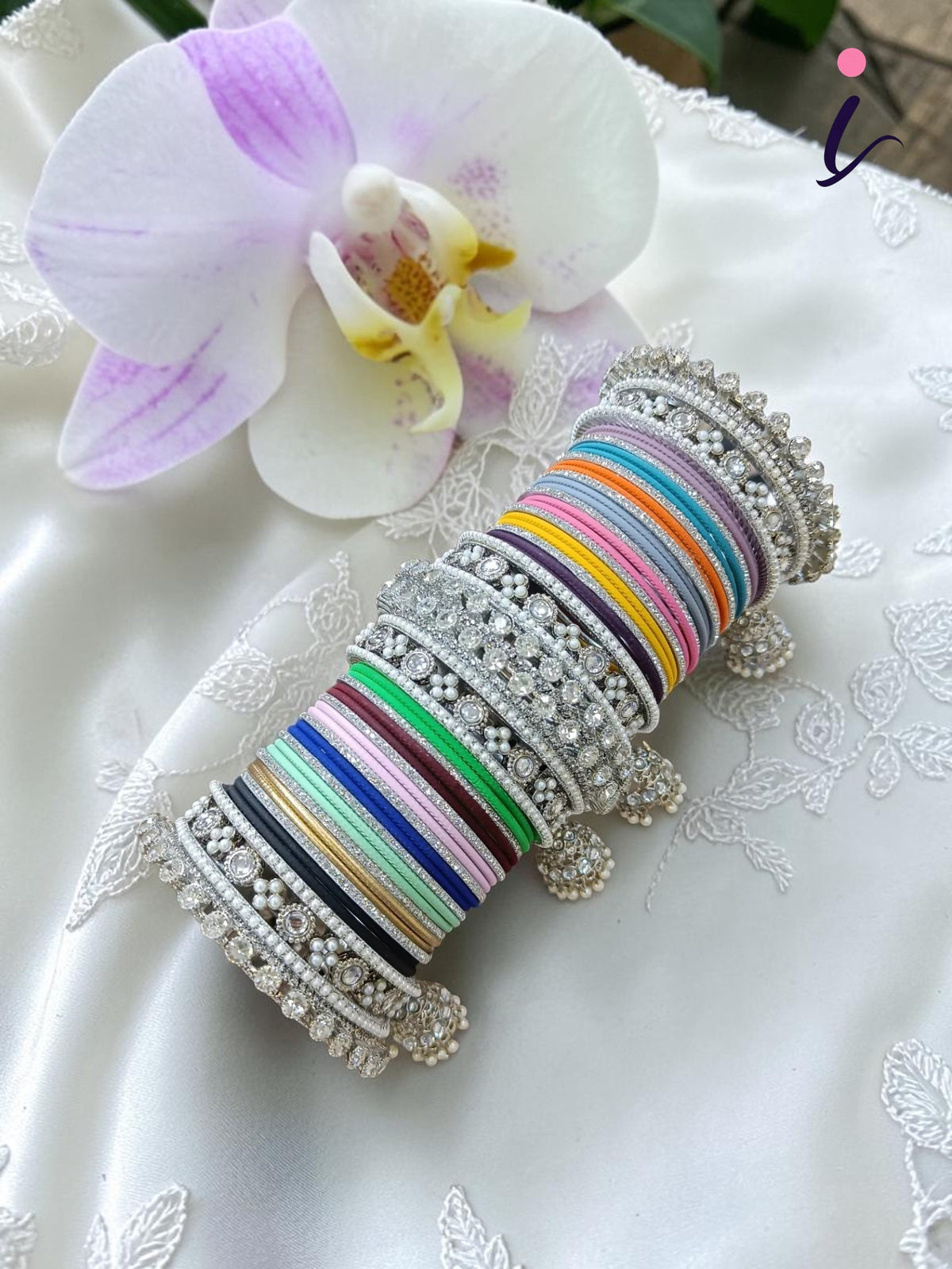Jaipuri Multicolor Stone Work Bangle Jhumki Set| Indian Bangle Set | Indian Jewelry | Traditional Jewelry