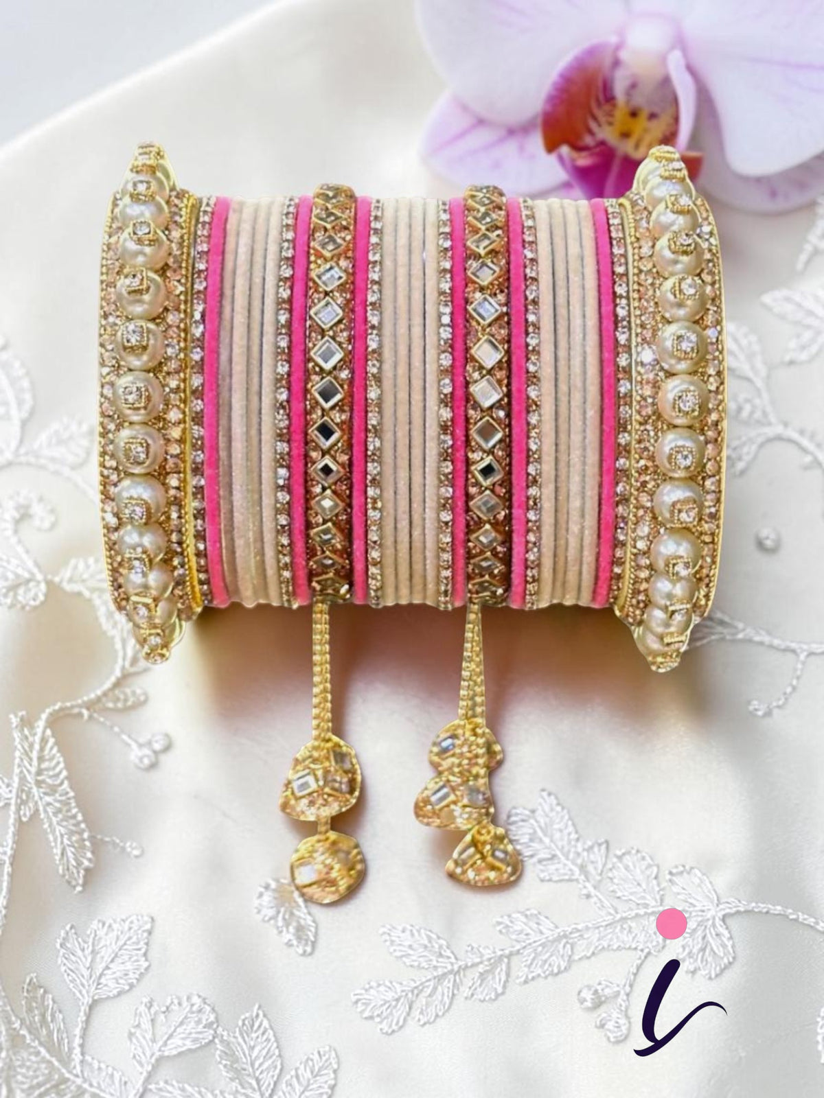 Chunky Pearl Pakistani Bridal Bangle Set, Kada Set, Bridal,Chura,Wedding Jewelry Set, Indian bangle Jewellery