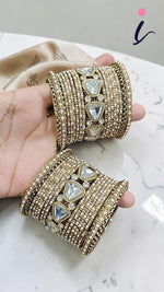Indian Handmade Copper Kundan Stone Work Bridal Chura Set For WeddIndian Handmade Copper Kundan Stone Work Bridal Chura Set for Women | Traditional Wedding Chura Bangles | Designer Bridal Jewellerying