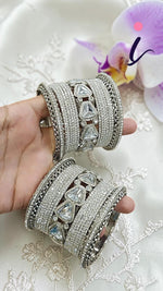 Bollywood Inspired Silver Plated Kundan Stone Bridal Wedding Chura Set