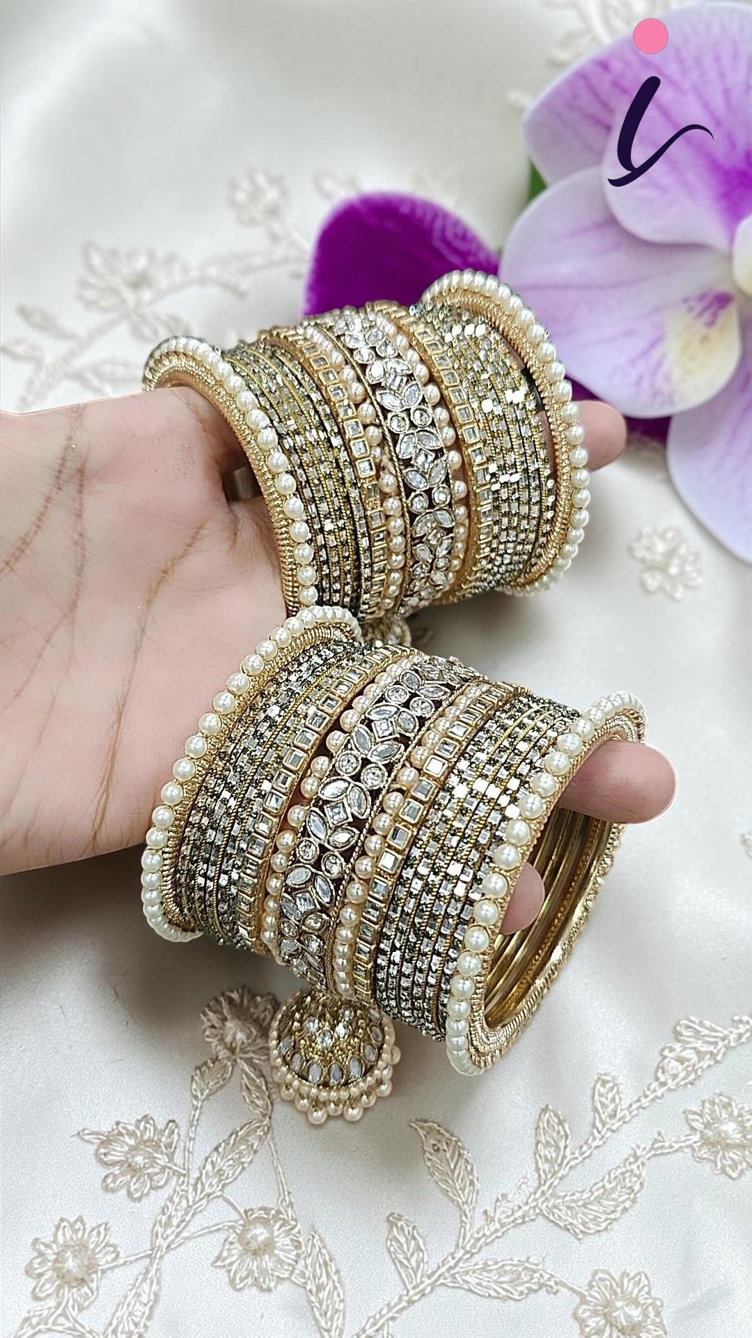Golden Floral Design Bangle Jhumki Set | Indian Bangle Set | Indian Jewelry | Traditional Jewelry