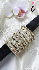 Golden Pakistani Kundan Stone Work Bangle Set For Wedding | Pakistani Bangle Set | Pakistani Jewelry | Traditional Jewelry