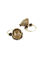 Blue & Gold-Plated Alloy Oxidized Enamelled Dome Shaped Jhumkas Traditional Hoop Jhumki Earrings For Women and Girls - Libasaa