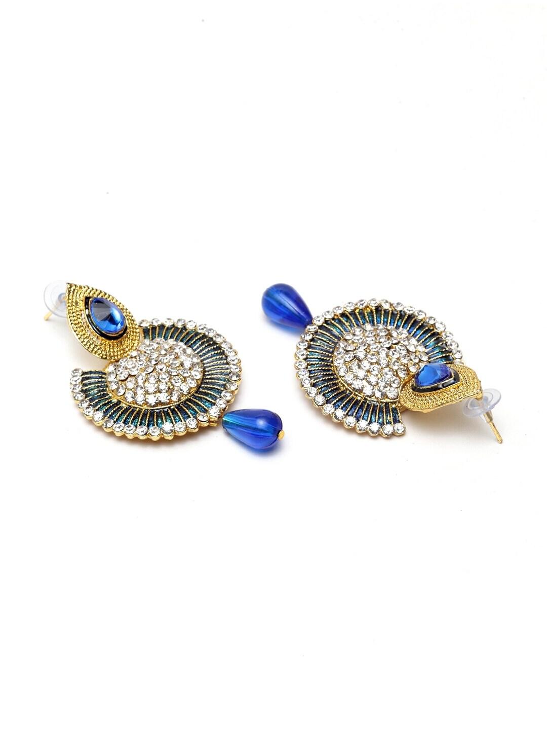 Mor Pankh Design Blue Chand bali Earrings For Girls & Women - Libasaa