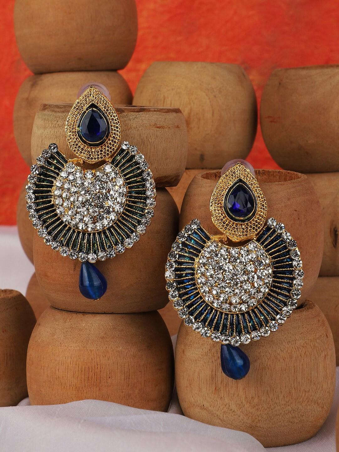 Mor Pankh Design Blue Chand bali Earrings For Girls & Women - Libasaa