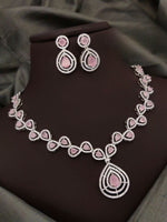 Silver-Plated Green Stone Necklace Set with Earrings | Elegant Bridal & Party Wear Jewelry