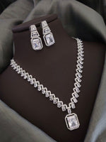 Silver-Plated Blue Stone Necklace Set with Earrings | Elegant Bridal & Party Wear Jewelry