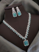 Silver-Plated Blue Stone Necklace Set with Earrings | Elegant Bridal & Party Wear Jewelry
