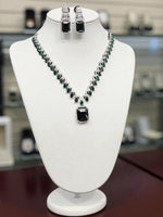 Silver-Plated Blue Stone Necklace Set with Earrings | Elegant Bridal & Party Wear Jewelry