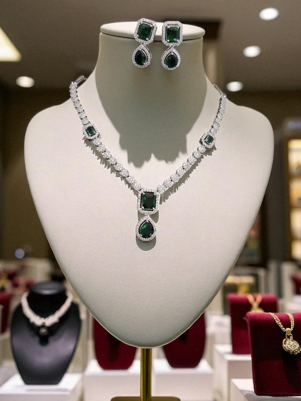 Silver-Plated Pink Stone Necklace Set with Earrings | Designer Bridal & Party Wear Jewelry
