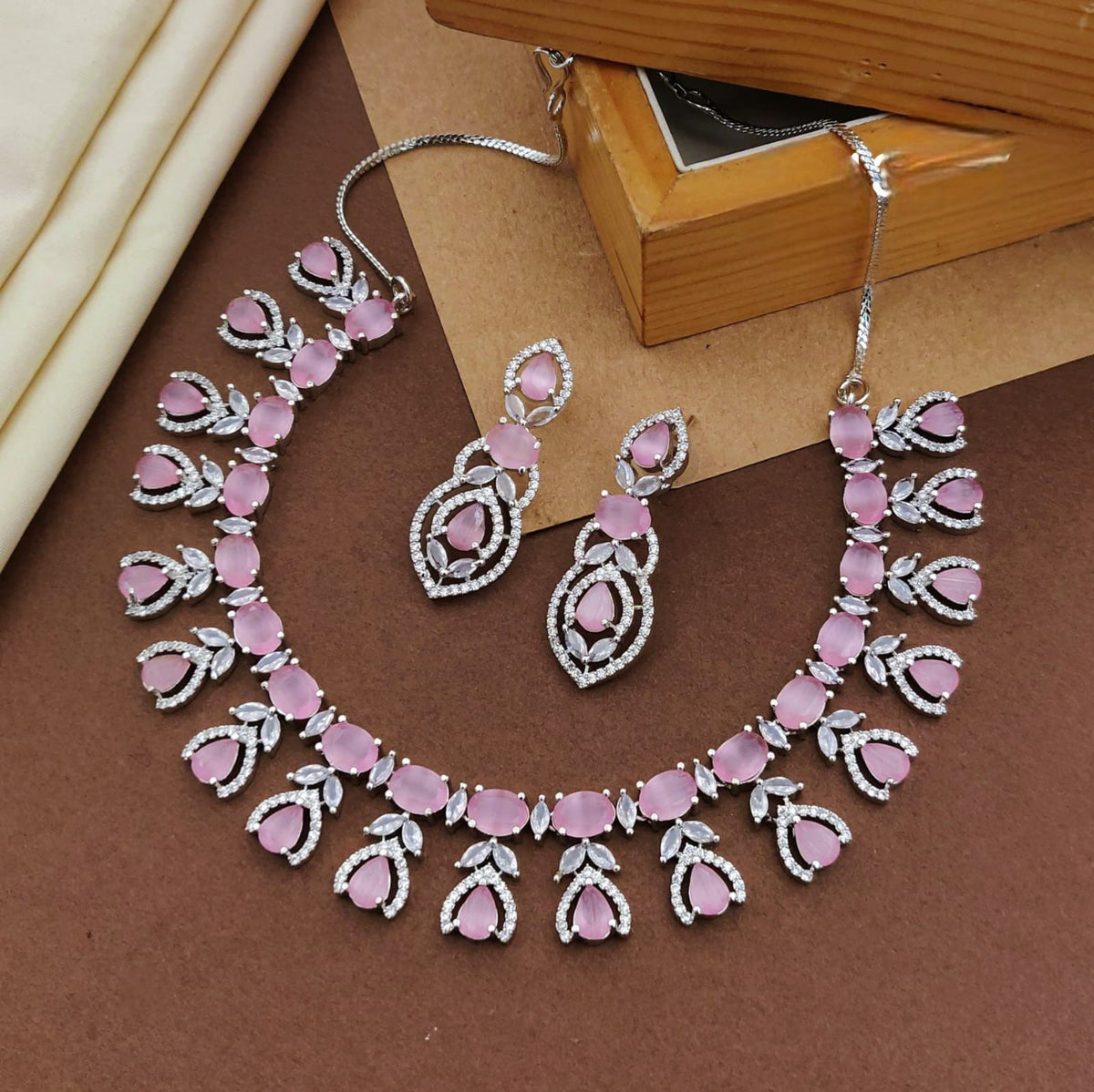Silver-Plated Multicolor Stone Necklace Set with Earrings | Bridal & Party Wear Designer Jewelry