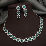 Silver-Plated Red Stone Necklace Set with Earrings | Elegant Bridal & Party Wear Jewelry