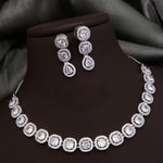 Silver-Plated Red Stone Necklace Set with Earrings | Elegant Bridal & Party Wear Jewelry