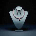 Silver-Plated Red Stone Necklace Set with Earrings | Bridal & Party Wear Designer Jewelry