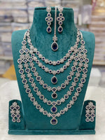 Silver-Plated Ruby Stone Bridal Necklace Set with Earrings | Indian Wedding Jewelry