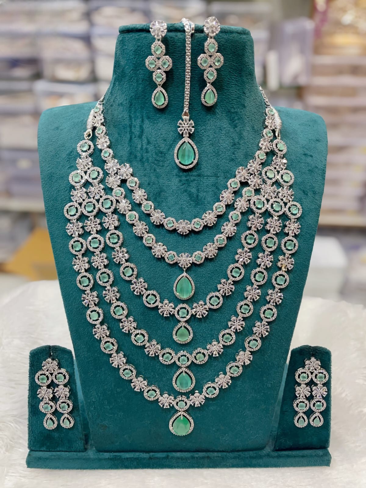 Silver-Plated Ruby Stone Bridal Necklace Set with Earrings | Indian Wedding Jewelry