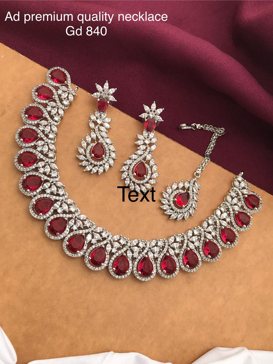 Silver-Plated Ruby Stone Necklace Set with Earrings & Maang Tikka | Bridal Wedding Jewelry