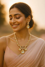 Kundan Necklace & Earrings Set | Gold-Plated Indian Bridal Wedding Jewelry