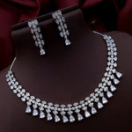 Silver-Plated Green Stone Necklace & Earrings Set | Elegant Bridal & Party Wear Jewelry for Women