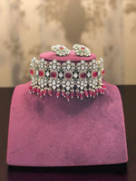 Luxury Kundan Choker Necklace Set with Ruby Red Stones & Pearl Drops – Bridal & Festive Jewelry