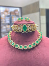 Suhana Khan-Inspired Green Polki Necklace Set – Choker, Necklace & Earrings