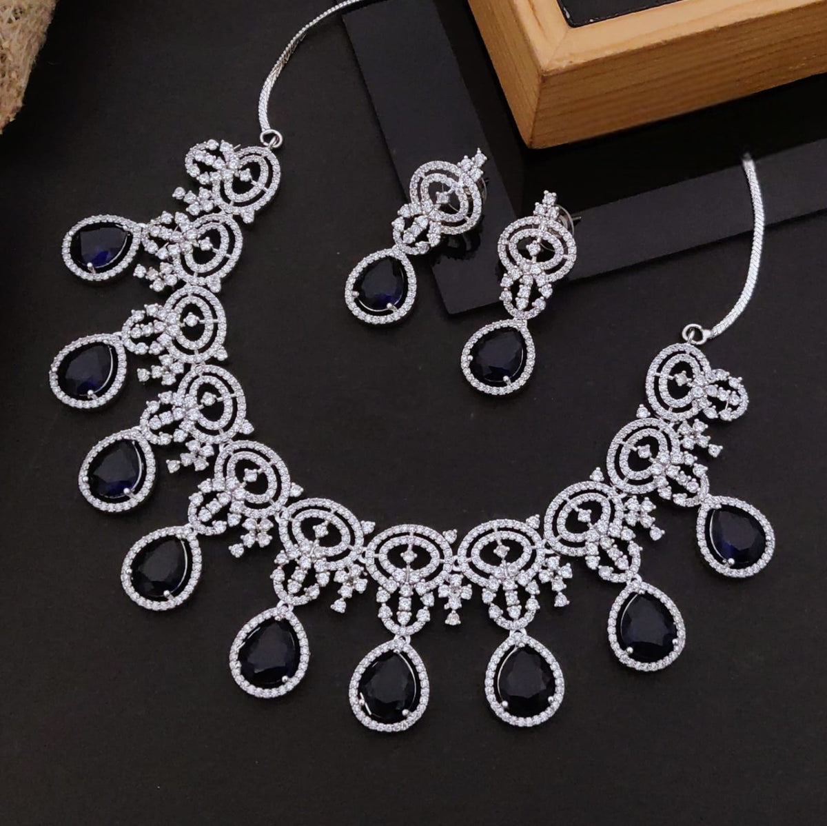 Elegant Pink Stone & CZ Diamond Necklace Set with Earrings | Bridal & Party Jewelry
