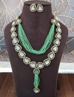 Green Beaded Kundan Necklace Set with Earrings | Traditional Indian Bridal Jewelry