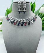 Elegant Purple Stone Necklace Set with Matching Earrings | Bridal & Party Jewelry