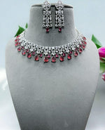 Elegant Purple Stone Necklace Set with Matching Earrings | Bridal & Party Jewelry