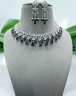 Elegant Purple Stone Necklace Set with Matching Earrings | Bridal & Party Jewelry