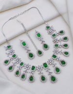 Multicolor CZ Stone Bridal Jewelry Set with Maang Tikka – Necklace, Earrings