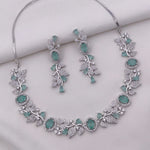Elegant Sapphire Blue Stone Necklace & Earrings Set – Bridal & Party Jewelry