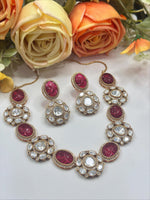 Carved Multicolor Stone Necklace & Earrings Set – Traditional Bridal Jewelry